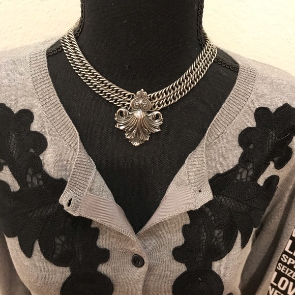 CAbi Cardigan grey with black lace detail sz small - Picture 4 of 8